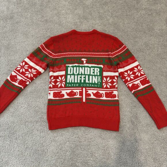 The Office Dunder Miffin Red Christmas Ugly Sweater Size M - Picture 3 of 6